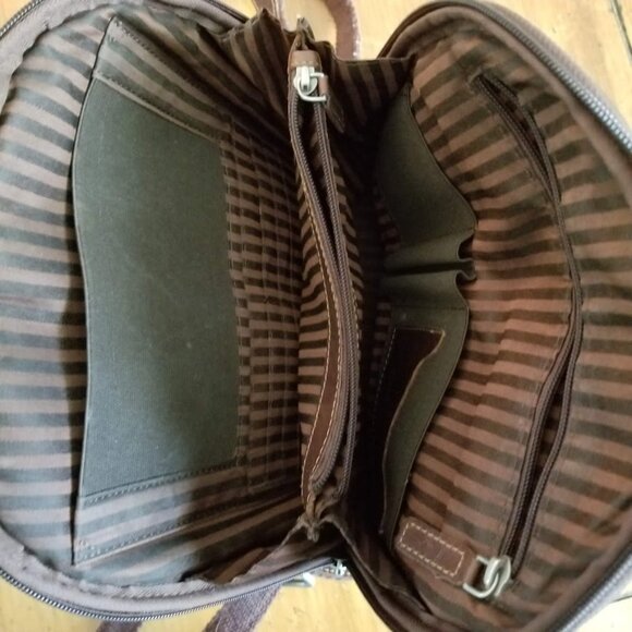 Jack Georges Brown Floral Embossed Leather Backpack Tote Satchel Bag Purse - Picture 11 of 16